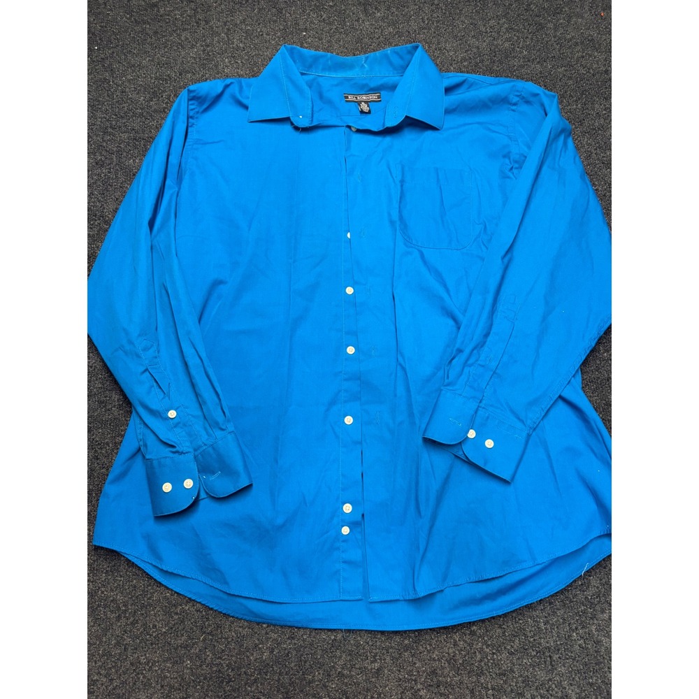 Bill Robinson Mens XL Blue Button Down Shirt Long Sleeve Cotton Blend Solid Top